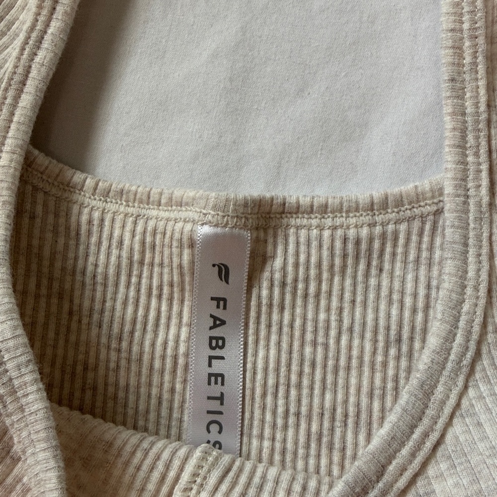 Fabletics Light Beige Ribbed Tank Top - Picture 7 of 7